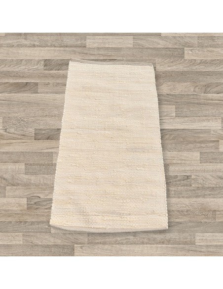 Petit tapis indien en coton tissé – Crème lumineux