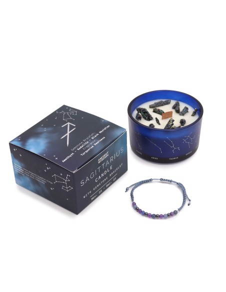 Bougie zodiac en cristal & pierres – Sagittaire