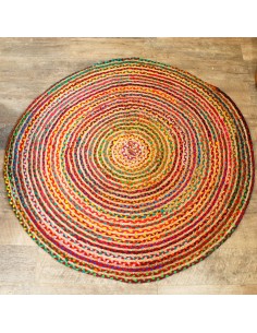 Tapis rond jute & coton recyclé – Zen naturel