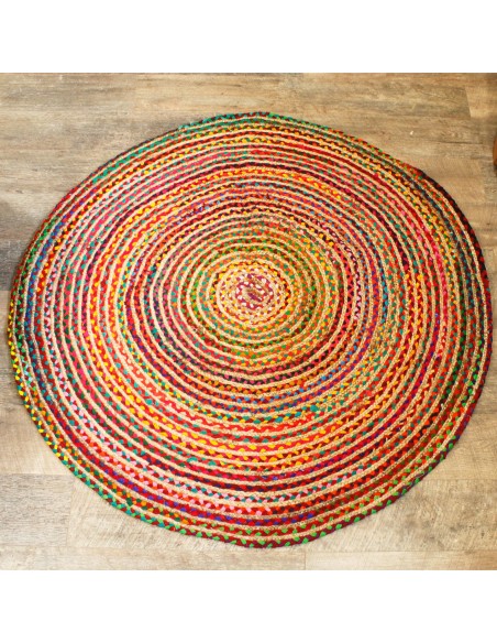 Tapis rond jute & coton recyclé – Zen naturel