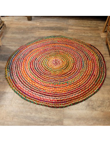 Tapis rond jute & coton recyclé – Zen naturel