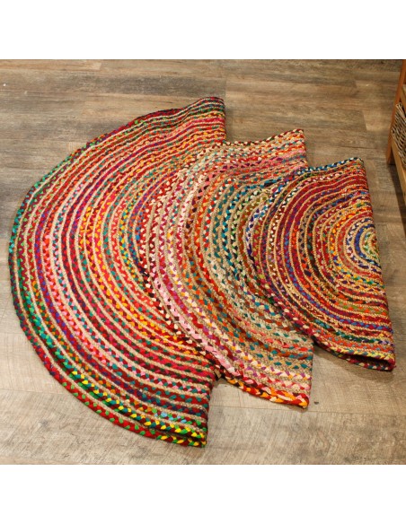 Tapis rond jute & coton recyclé – Zen naturel