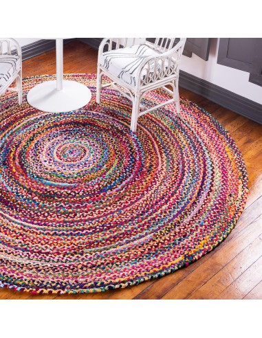 Tapis rond jute & coton recyclé – Zen naturel