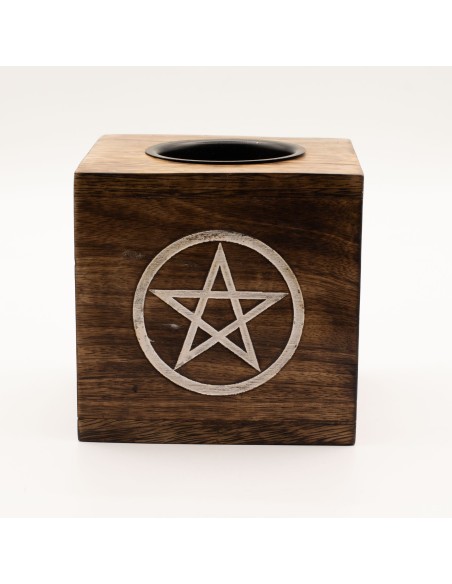 Grand Brûle-parfum en bois de manguier – Pentagramme zen