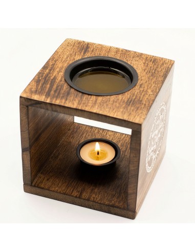 Grand Brûle-parfum en bois de manguier – Pentagramme zen