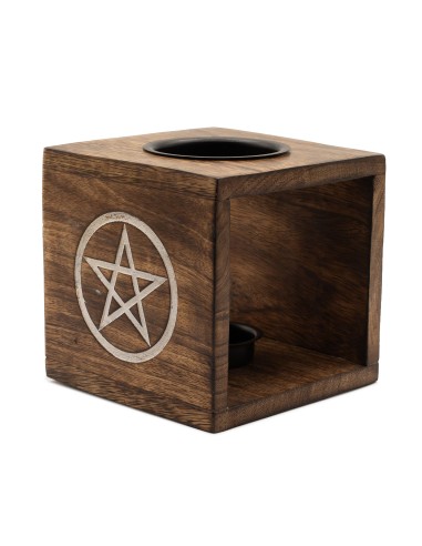 Grand Brûle-parfum en bois de manguier – Pentagramme zen
