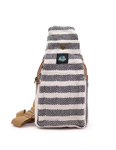 Sac bandoulière en coton naturel – Noir & blanc
