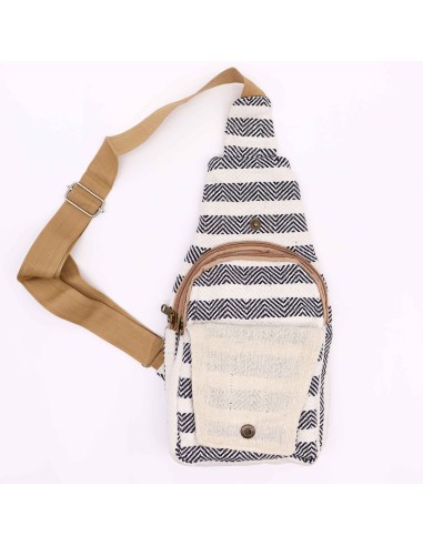 Sac bandoulière en coton naturel – Noir & blanc