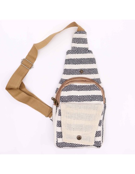 Sac bandoulière en coton naturel – Noir & blanc