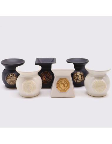 Brûle-parfum rustique Yin & Yang – Couleurs assorties