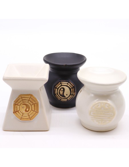 Brûle-parfum rustique Yin & Yang – Couleurs assorties