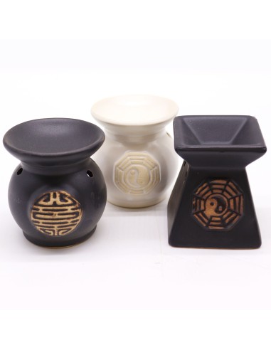 Brûle-parfum rustique Yin & Yang – Couleurs assorties