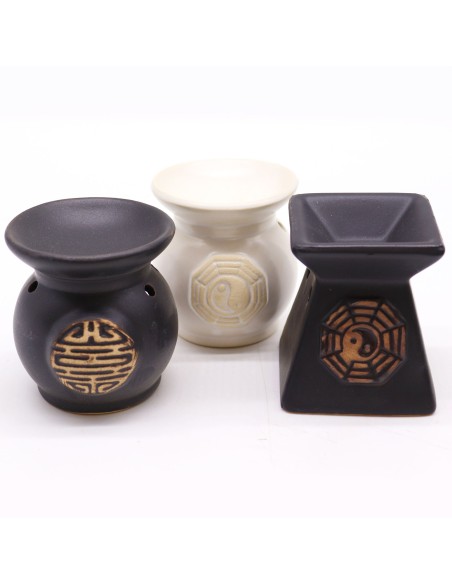 Brûle-parfum rustique Yin & Yang – Couleurs assorties