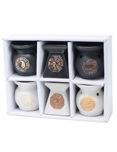 Brûle-parfum rustique Yin & Yang – Couleurs assorties