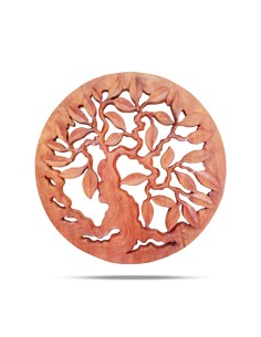 Panneau mural rond Arbre de Vie en bois – Harmonie cyclique