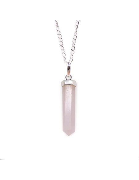Pendentif pointe classique en quartz rose – Douceur