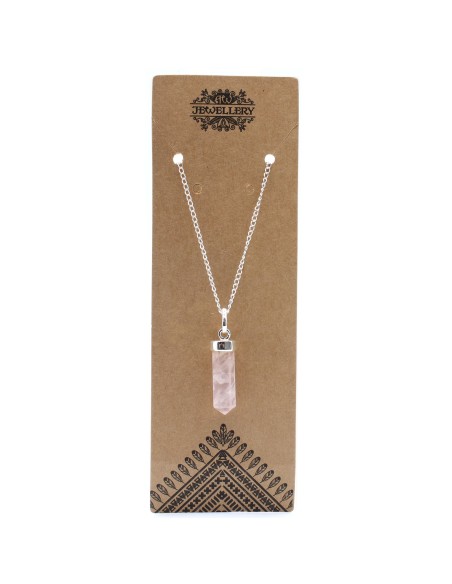 Pendentif pointe classique en quartz rose – Douceur