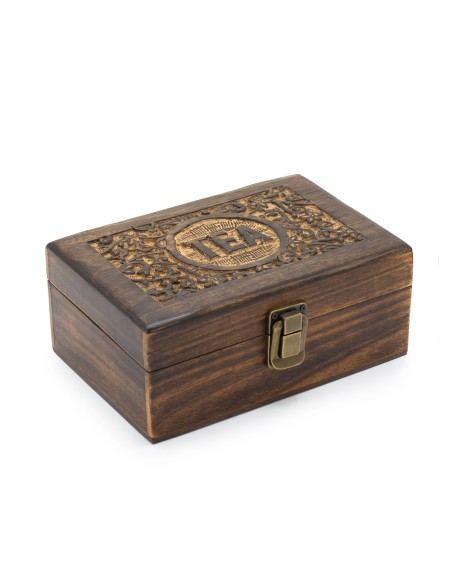 Boîte à thé sculptée – 9 compartiments