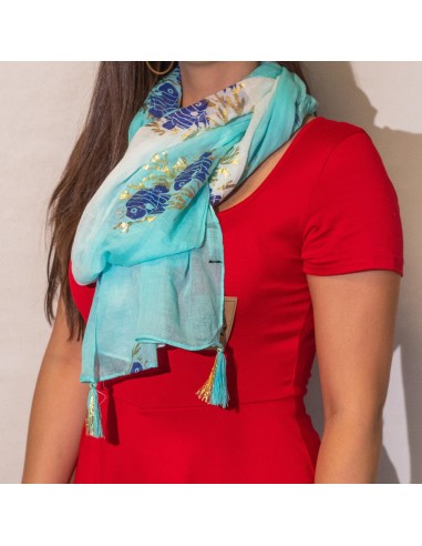 Foulard Nomad Sari – Aqua Fish turquoise