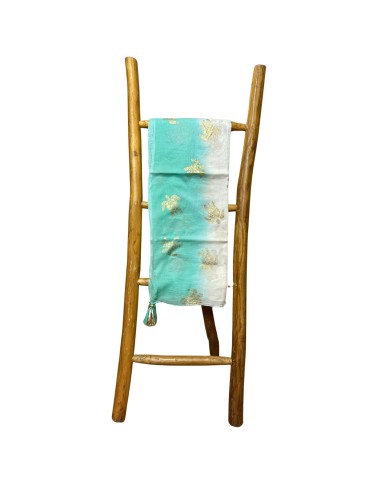 Pareo Nomad Sari méditerranéen – Tortue blanc, turquoise & or