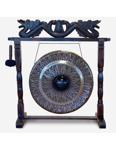 Grand gong de méditation avec support – Noir antique