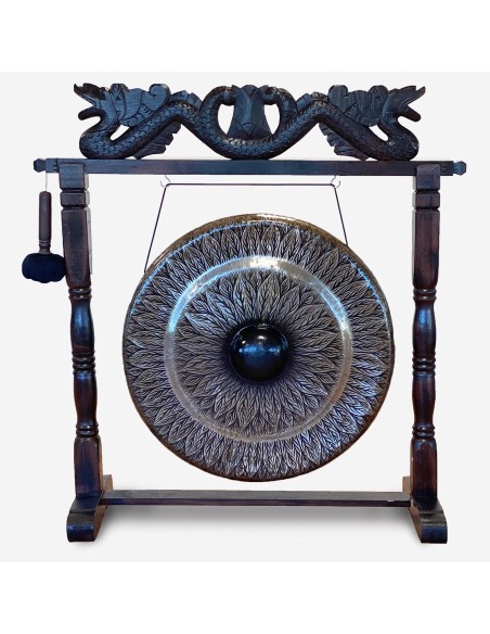Grand gong de méditation avec support – Noir antique