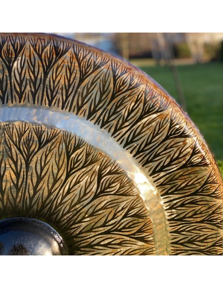 Grand gong de méditation avec support – Noir antique