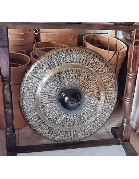 Grand gong de méditation avec support – Noir antique