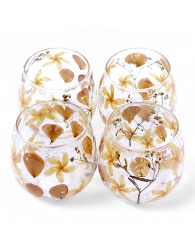 Photophore droit en verre floral naturel – Rose