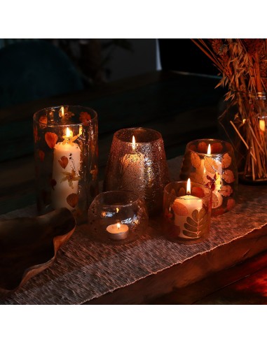 Photophore droit en verre floral naturel – Rose