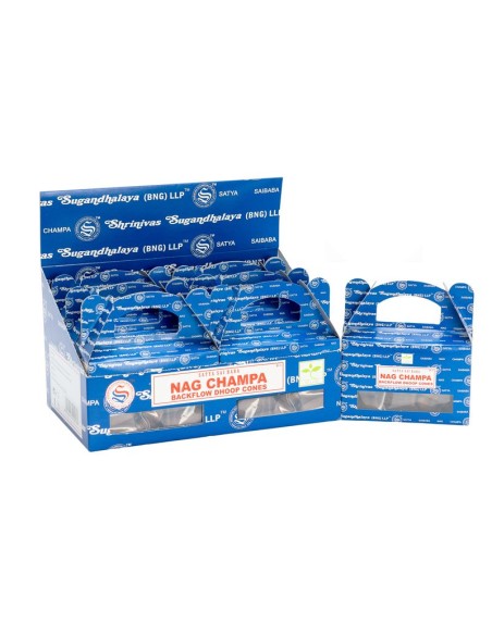 Cones d’encens à reflux Satya – Nag Champa (boîte de 24)