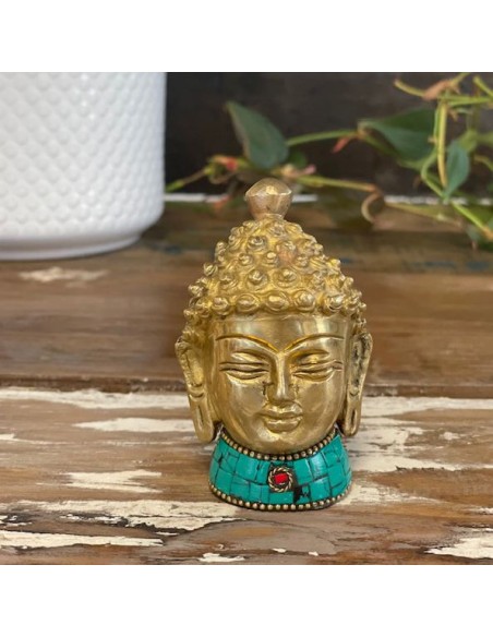 Tête de Bouddha en laiton – Méditation intérieure