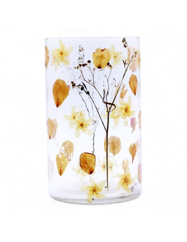 Photophore vase haut en verre floral naturel – Rose