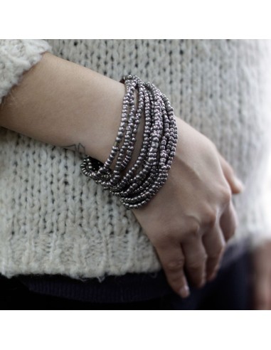Bracelet multi-perles à fermoir bois – Tons or & bronze