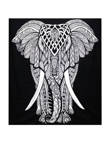 Couvre-lit double coton B&N + tenture - Éléphant 230×200 cm