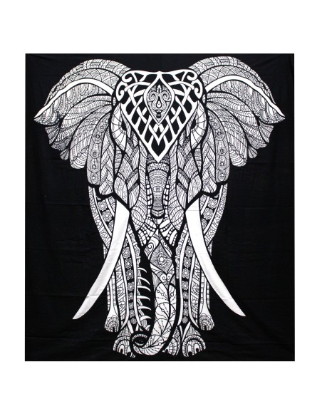 Couvre-lit double coton B&N + tenture - Éléphant 230×200 cm
