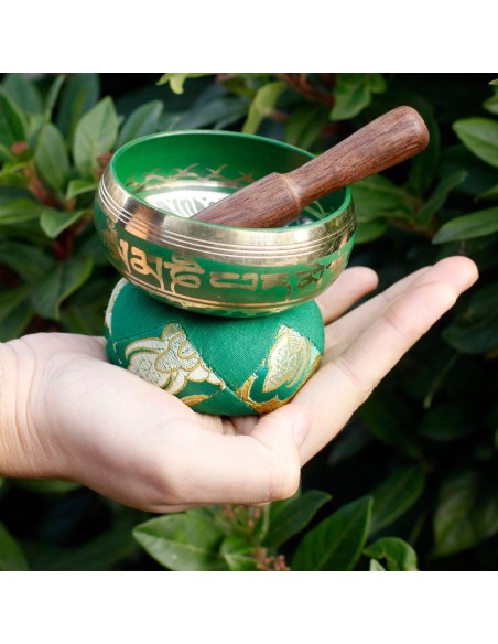 Mini bol tibétain – Coffret cadeau vert zen