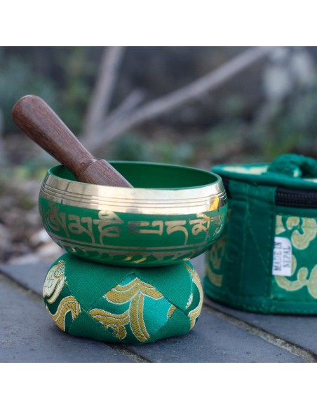 Mini bol tibétain – Coffret cadeau vert zen