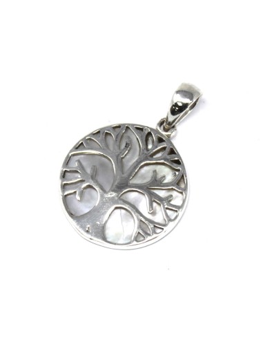 Pendentif Arbre de Vie en argent – Nacre irisée