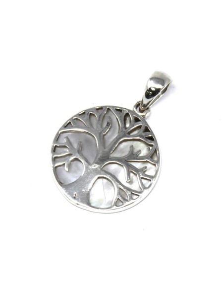 Pendentif Arbre de Vie en argent – Nacre irisée