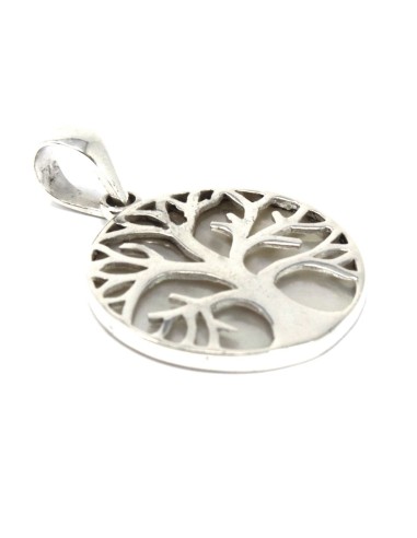 Pendentif Arbre de Vie en argent – Nacre irisée