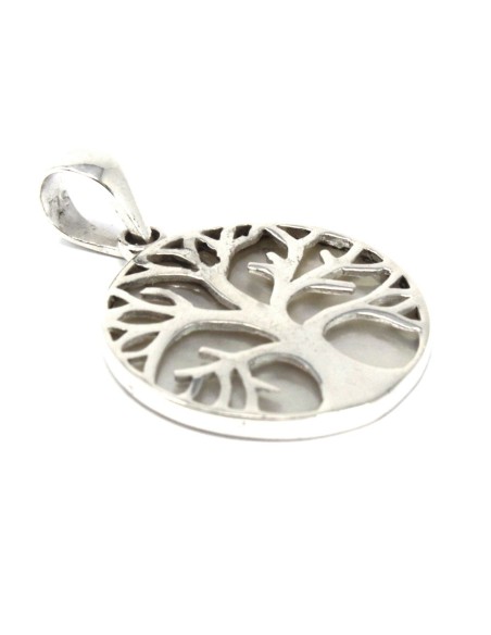 Pendentif Arbre de Vie en argent – Nacre irisée