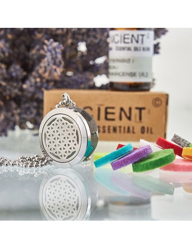 Collier diffuseur d’aromathérapie – Fleur de Vie 25?mm