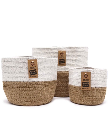 Paniers en coton & jute – Orange chaleureux