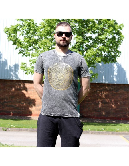 T?shirt Nomad Sari – Mandala gris foncé (taille S)