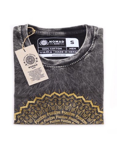 T?shirt Nomad Sari – Mandala gris foncé (taille S)
