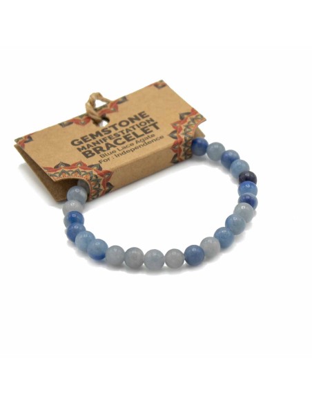 Bracelet manifestation en agate dentelle bleue – Indépendance