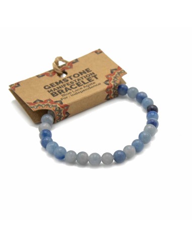 Bracelet manifestation en agate dentelle bleue – Indépendance