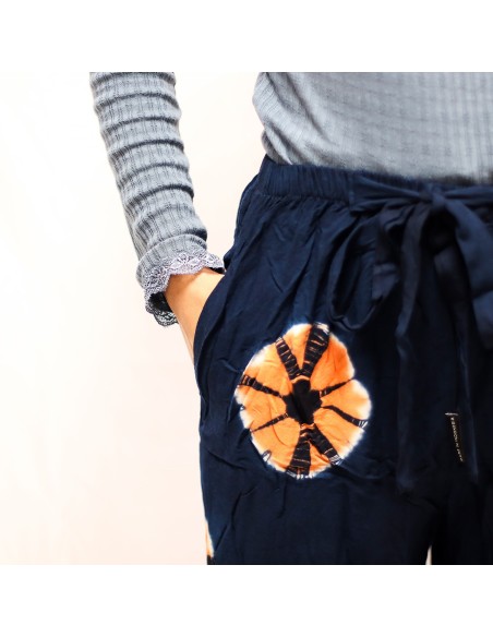 Pantalon d’intérieur style japonais – Bleu & orange (L)