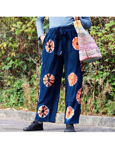 Pantalon d’intérieur style japonais – Bleu & orange (L)